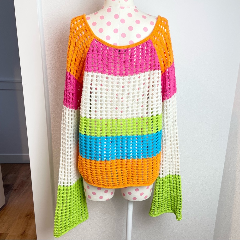 SOLD - Wild Fable Knit Multi Color Sweater Square Neck Stripe Women’s XL - Picture 8 of 10